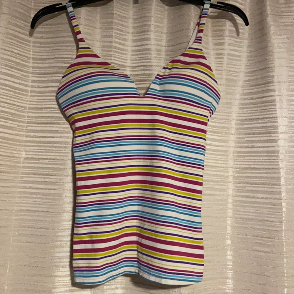 Victoria’s Secret IPEX Camisole with Bra. Size 34B. Multicolored stripes. EUC
